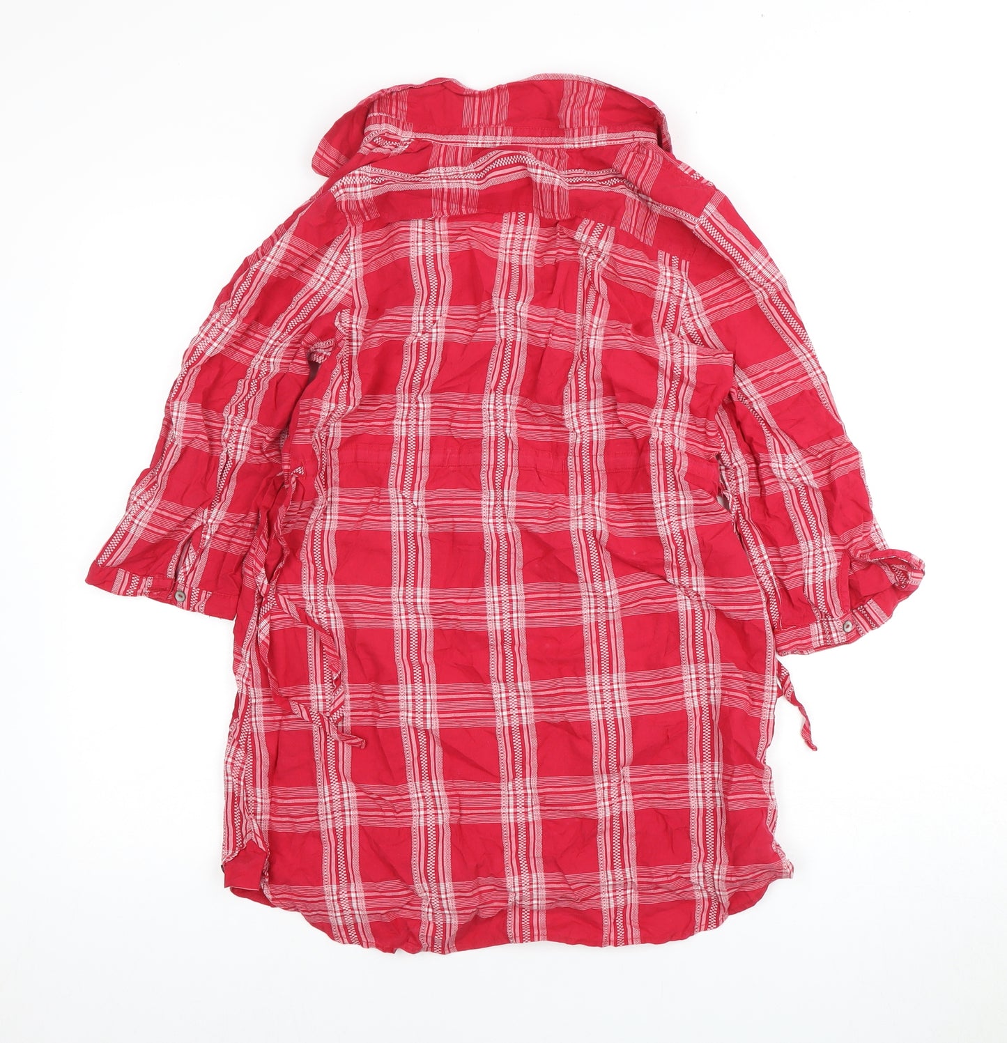 Wallis Red 3/4 Sleeve Collared Shirt Dress Size 10