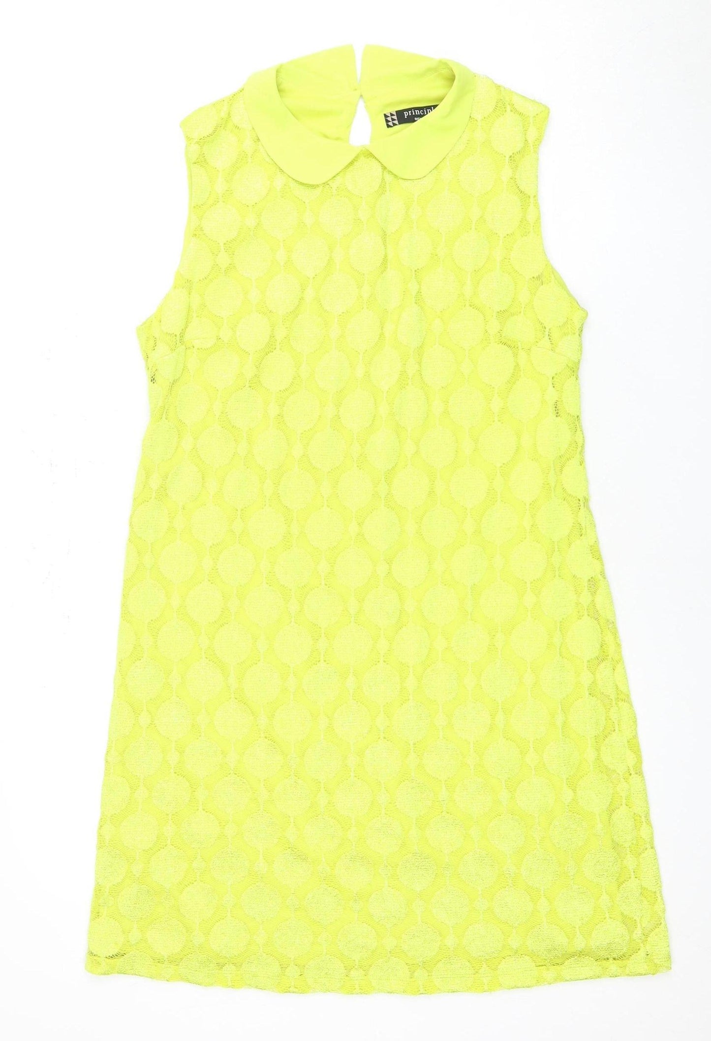 Principles Women's Yellow Sleeveless Lace Dress Size 14
