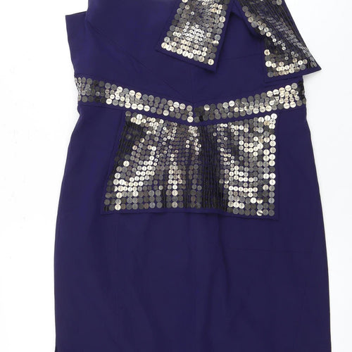 Karen Millen Women's Blue Sequin Bodycon Dress Size 14