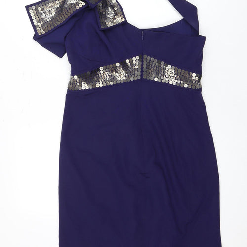Karen Millen Women's Blue Sequin Bodycon Dress Size 14