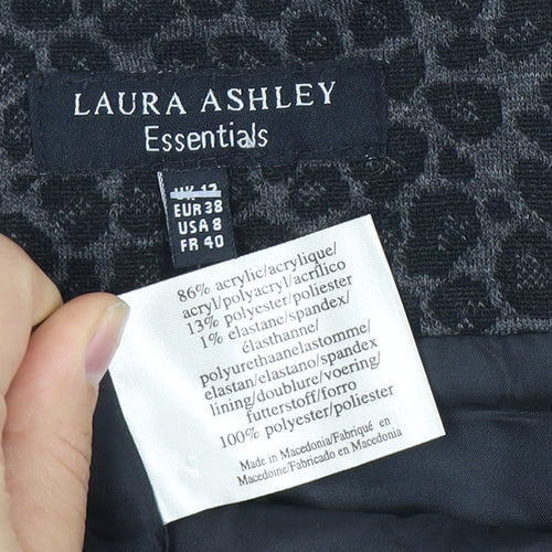 Laura Ashley Women's Black Animal Print Skirt, Size 12
