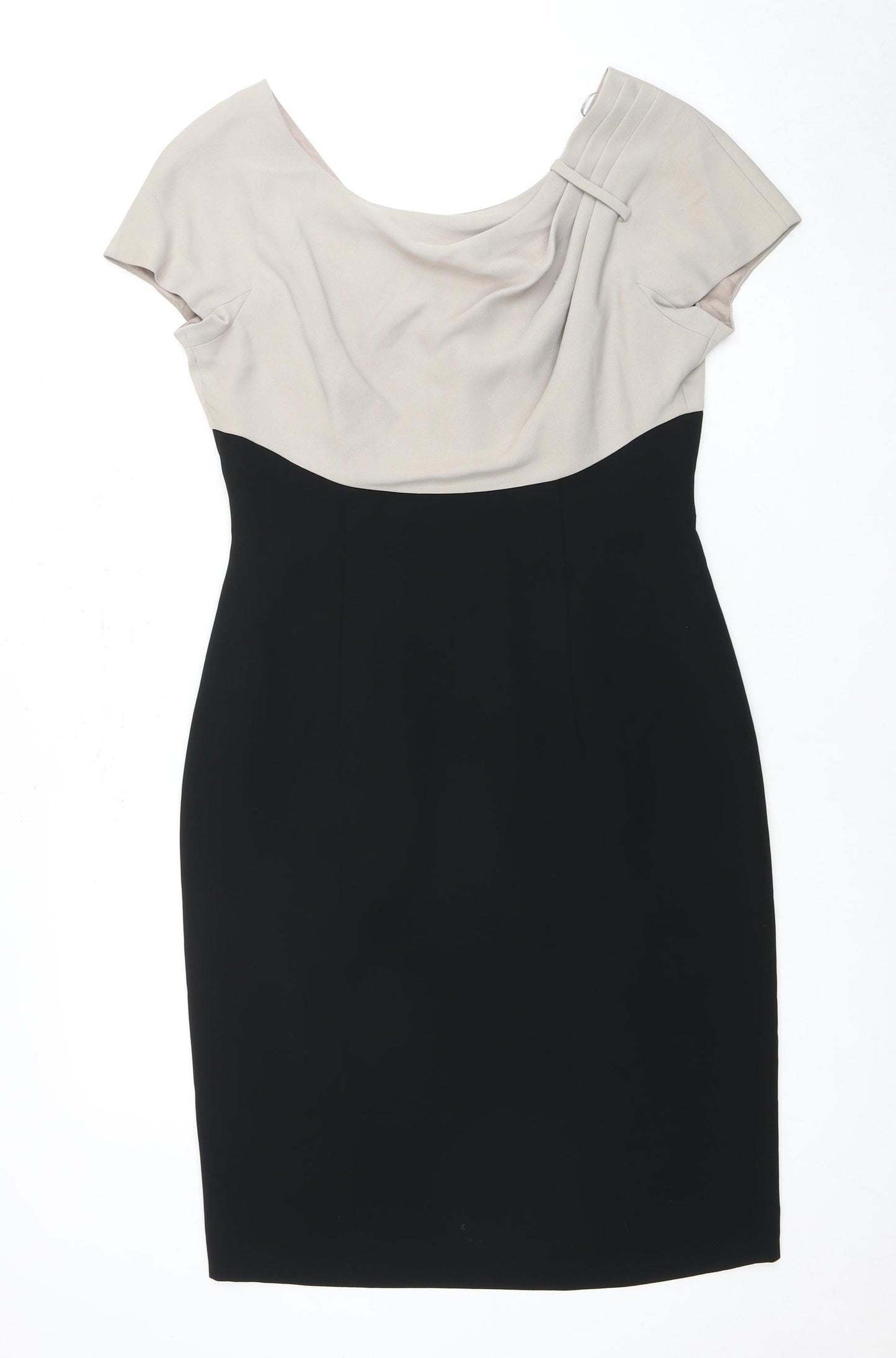 Hobbs Women's Black Beige Sheath Dress Size 12
