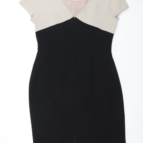 Hobbs Women's Black Beige Sheath Dress Size 12