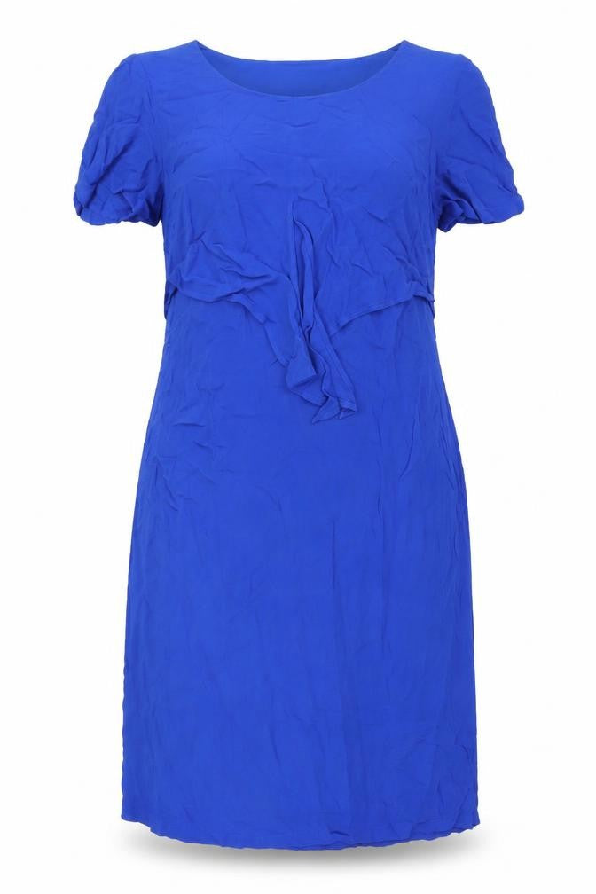 Front view of East women’s blue dress, size UK 14, viscose