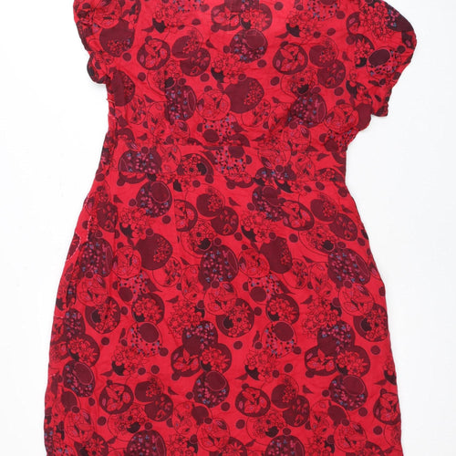 Mantaray Women's Red Floral Embroidered Dress Size 10