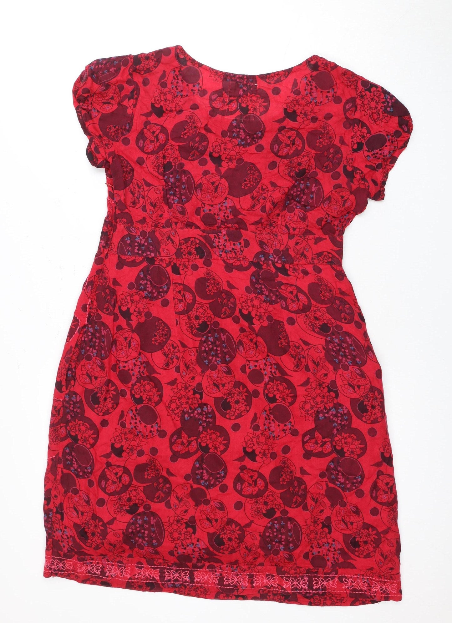 Mantaray Women's Red Floral Embroidered Dress Size 10