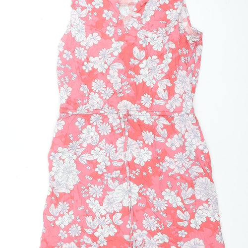 Women's Pink Floral Strapless Dress, Size S