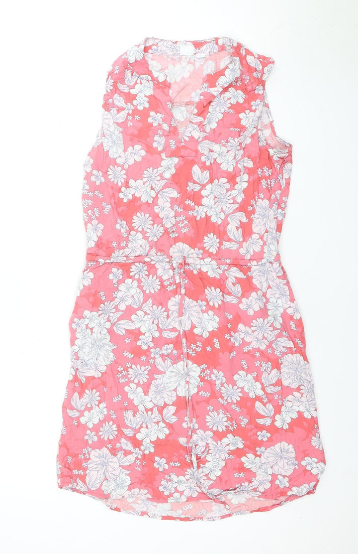 Women's Pink Floral Strapless Dress, Size S