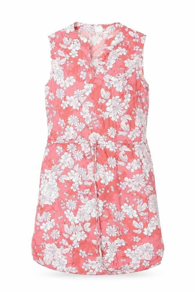 Front view of Women's Pink Floral Strapless Dress, size S