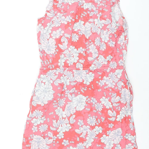 Women's Pink Floral Strapless Dress, Size S
