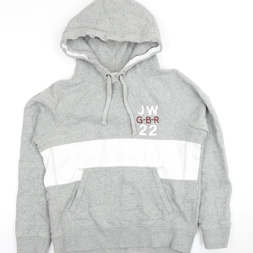 Jack Wills Men's Grey Hoodie - Size L, Logo Design