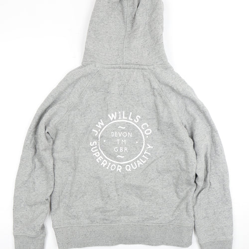 Jack Wills Men's Grey Hoodie - Size L, Logo Design