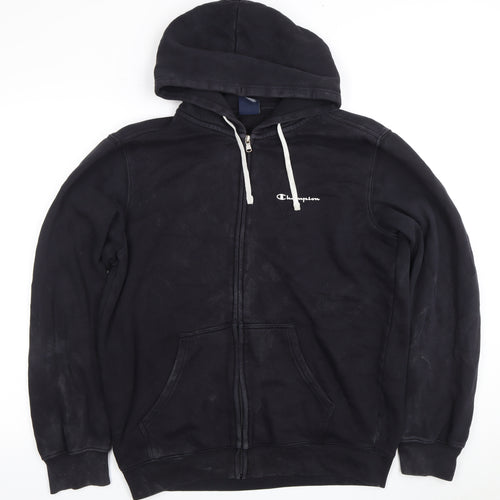 Champion Men's Black Full Zip Large Hoodie with Logo
