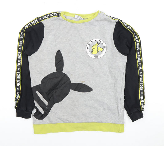 Front view of boys’ grey pokemon hoodie 11-12 years - graphic pullover