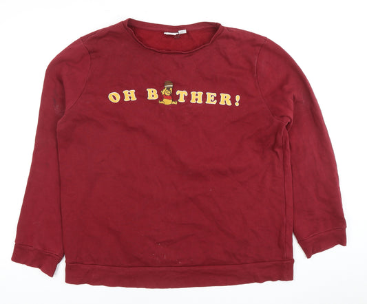 Front view of Disney Women’s Red Pullover Sweatshirt, size UK 14