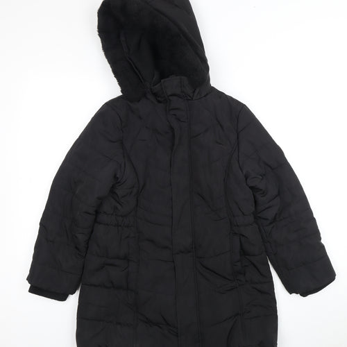 Andy & Evan Girls Black L Puffer Jacket Hooded Winter Coat