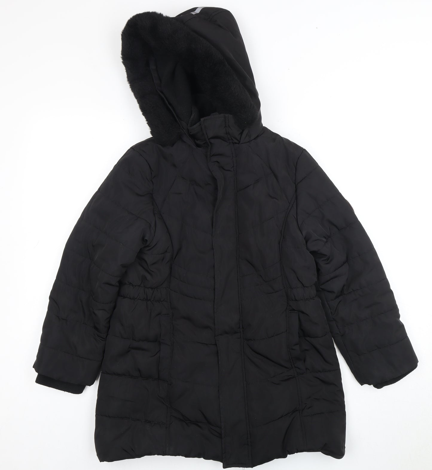 Andy & Evan Girls Black L Puffer Jacket Hooded Winter Coat