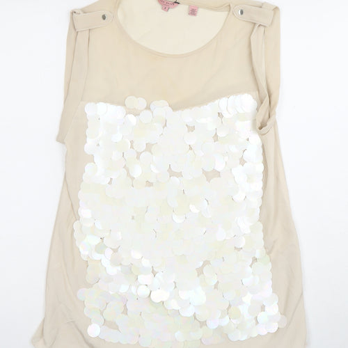 Ted Baker Women's Beige Sequin Sleeveless Top Size 8