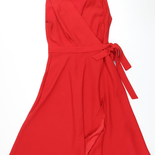 Hobbs Women's Red Wrap Dress Size 10 - Party Classic Style