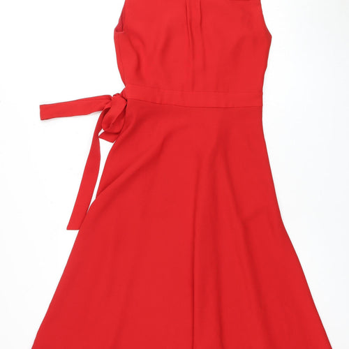Hobbs Women's Red Wrap Dress Size 10 - Party Classic Style