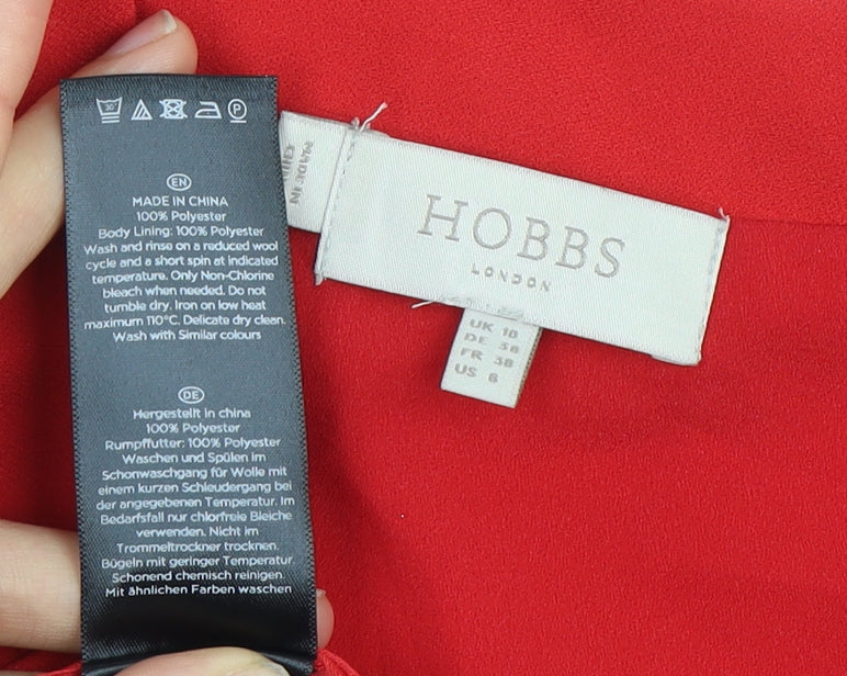 Hobbs Women's Red Wrap Dress Size 10 - Party Classic Style