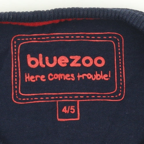 Bluezoo Boys Blue Graphic Long Sleeve Christmas T-Shirt 4-5 Years