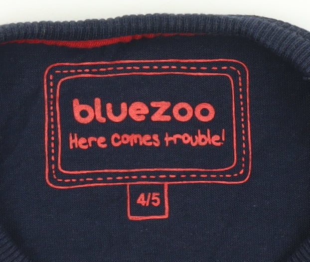 Bluezoo Boys Blue Graphic Long Sleeve Christmas T-Shirt 4-5 Years