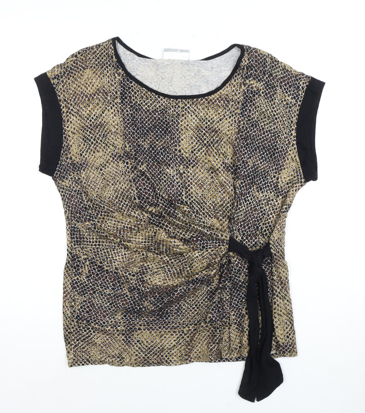 Wallis Women's Brown Animal Print T-Shirt Size 18