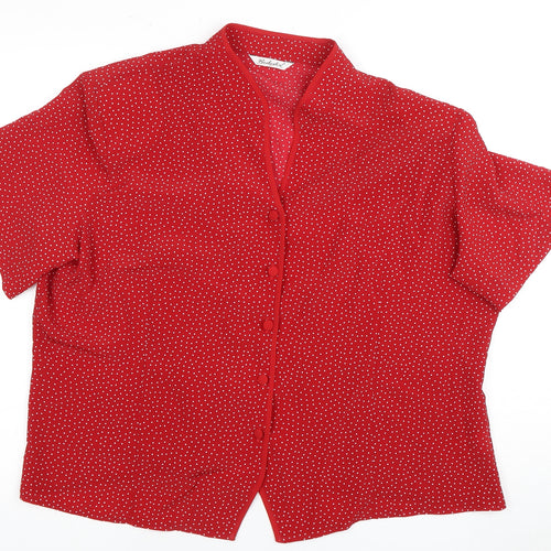 Berkertex Women's Red Polka Dot Button-Up Top