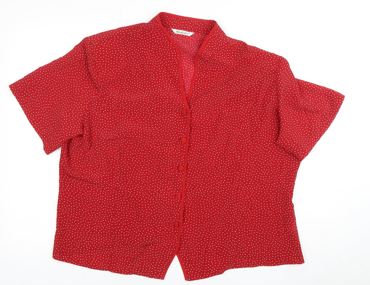 Berkertex Women's Red Polka Dot Button-Up Top