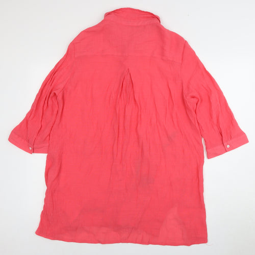 Roman Women's Pink Button-Up Shirt, Size 14, Casual Spring Style