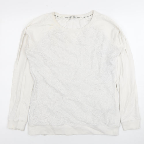 Fat Face Women's Ivory Crochet Pullover Sweatshirt Size 10