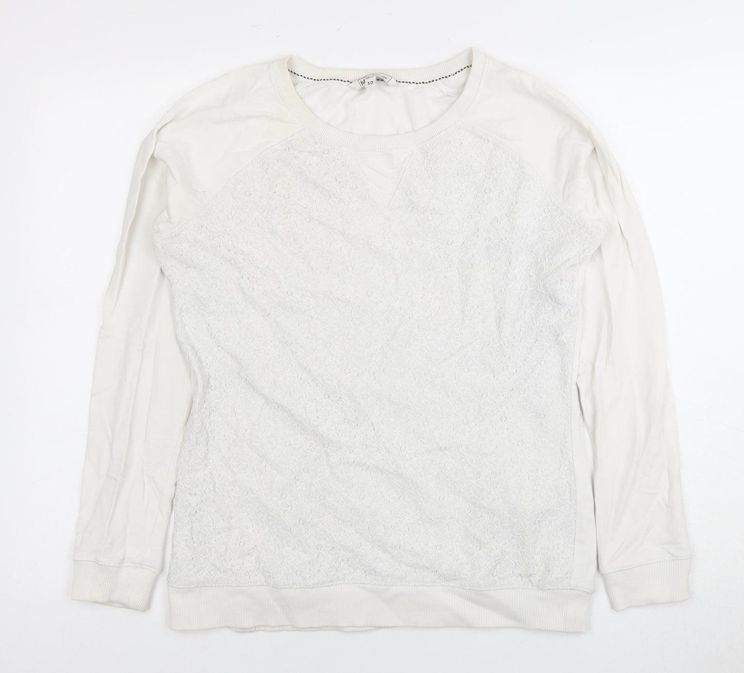 Fat Face Women's Ivory Crochet Pullover Sweatshirt Size 10