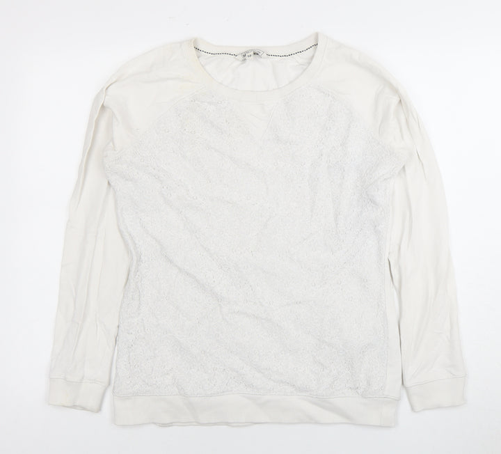 Fat Face Women's Ivory Crochet Pullover Sweatshirt Size 10