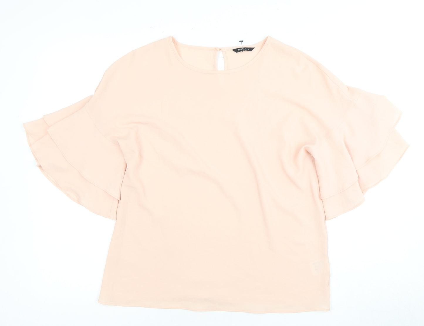 Roman Women's Pink Flutter Sleeve Top Size 10