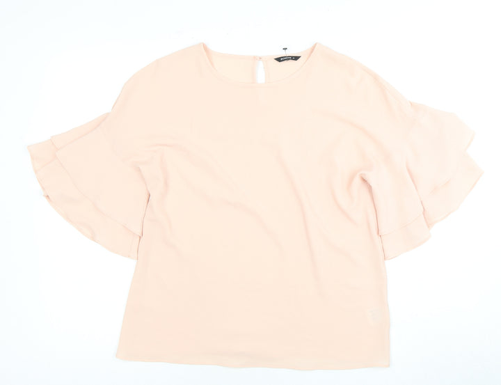 Roman Women's Pink Flutter Sleeve Top Size 10