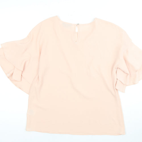 Roman Women's Pink Flutter Sleeve Top Size 10