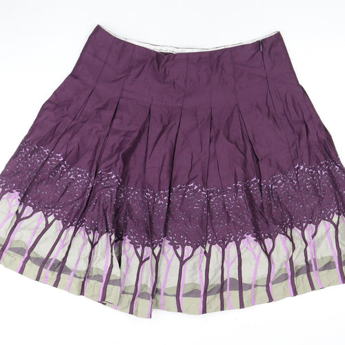 Fat Face Women's Purple Pleated Skirt Size 14