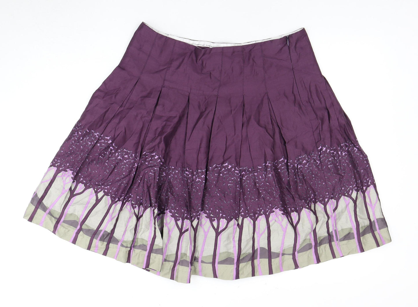 Fat Face Women's Purple Pleated Skirt Size 14