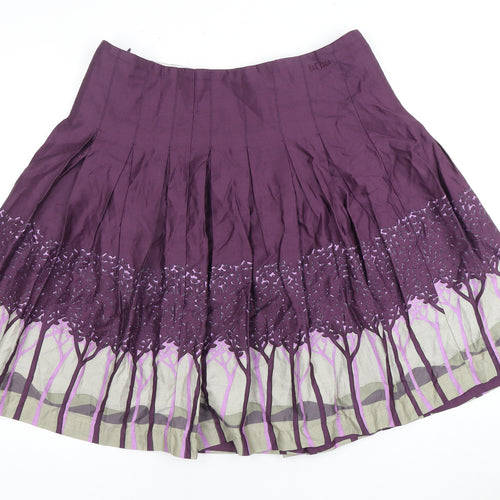 Fat Face Women's Purple Pleated Skirt Size 14