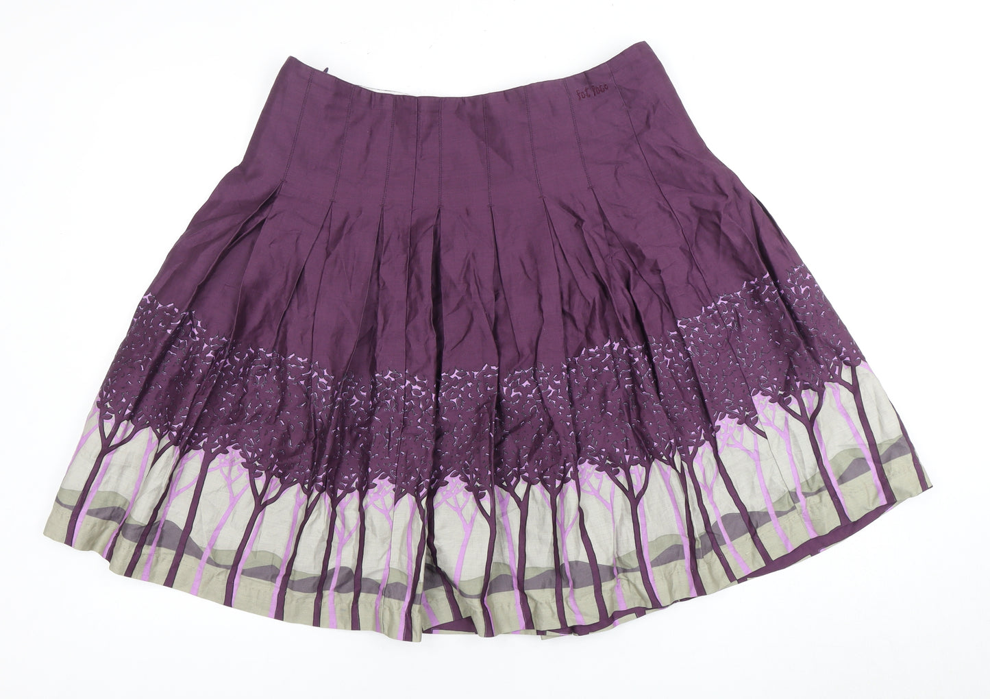 Fat Face Women's Purple Pleated Skirt Size 14