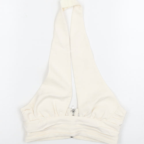 Oh Polly Women's White Cropped Halter Camisole Top Size 6