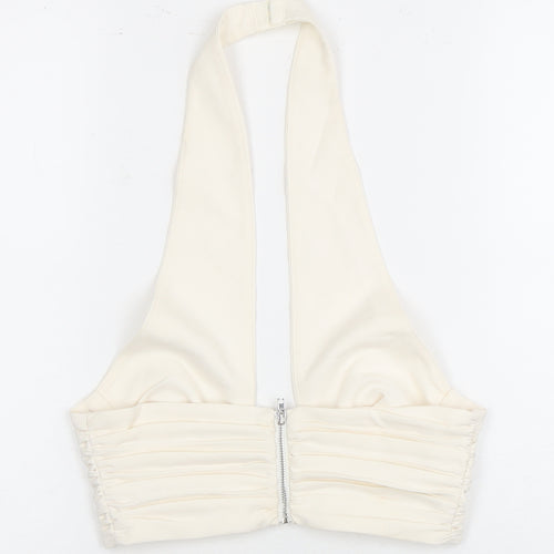Oh Polly Women's White Cropped Halter Camisole Top Size 6