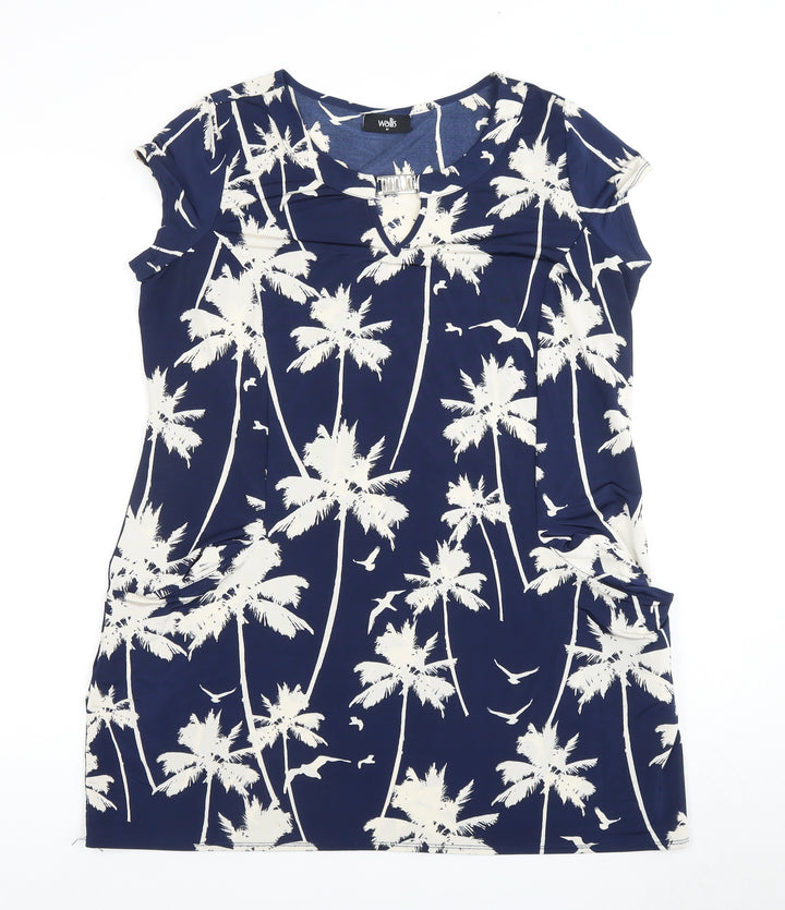 Wallis Women Blue M Basic Short Sleeve Tunic
