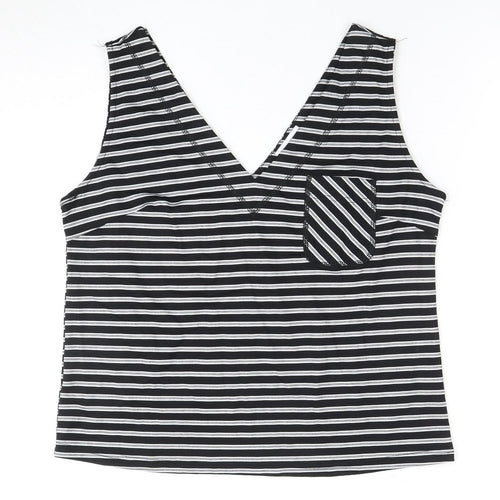 Warehouse Women's Black Striped Tank Top Size 14