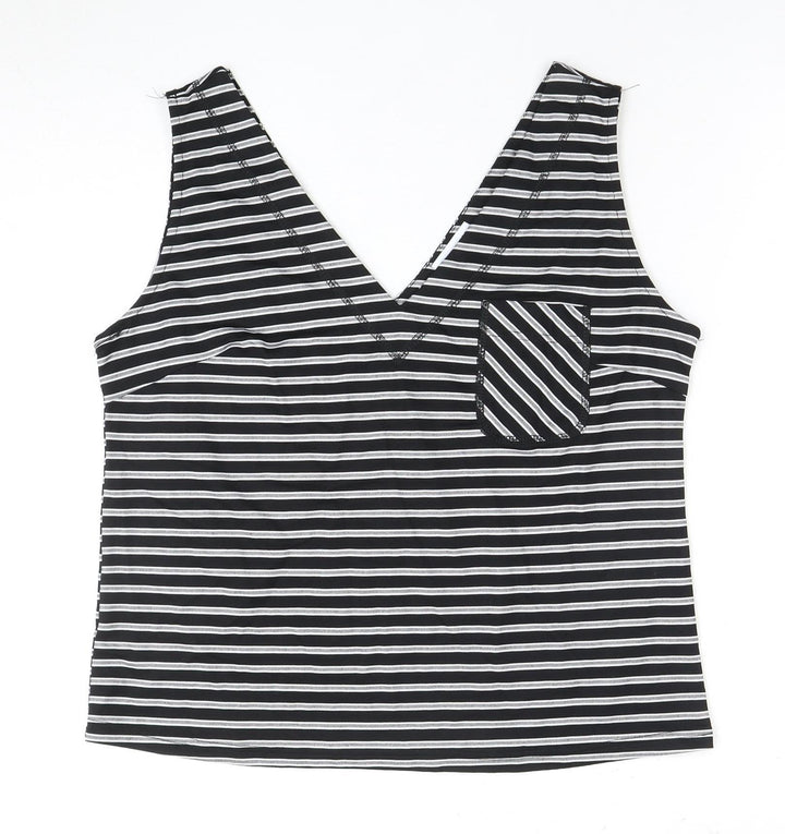 Warehouse Women's Black Striped Tank Top Size 14