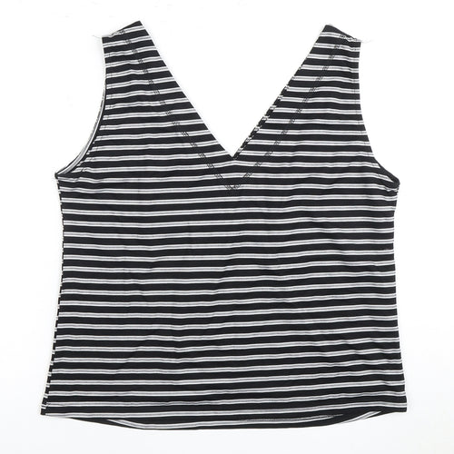 Warehouse Women's Black Striped Tank Top Size 14