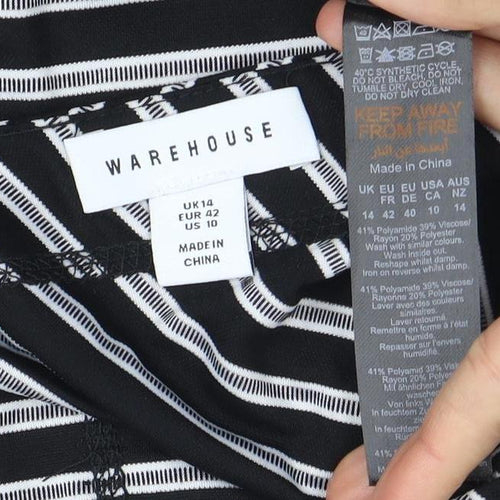 Warehouse Women's Black Striped Tank Top Size 14