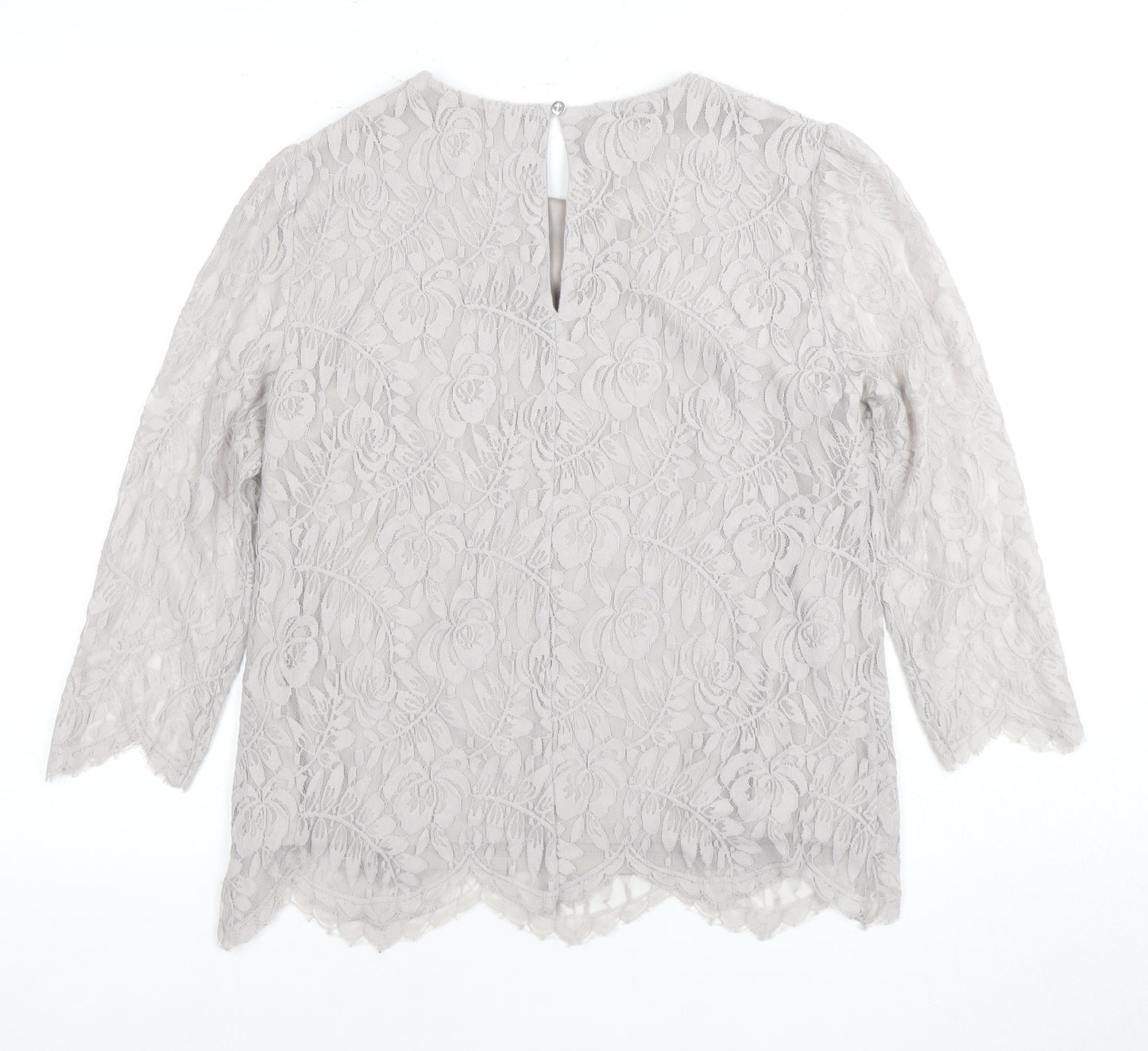 Oasis Women's Grey Floral Lace Blouse, Size 12, Chic Casual