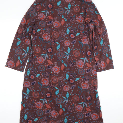 Mantaray Women's Brown Floral Shift Dress Size 12
